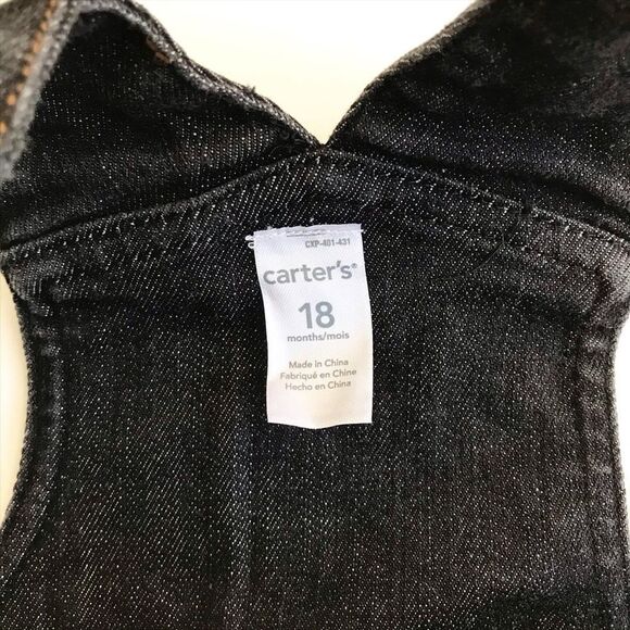 Carter’s black denim overalls EUC 18 months - Picture 3 of 4